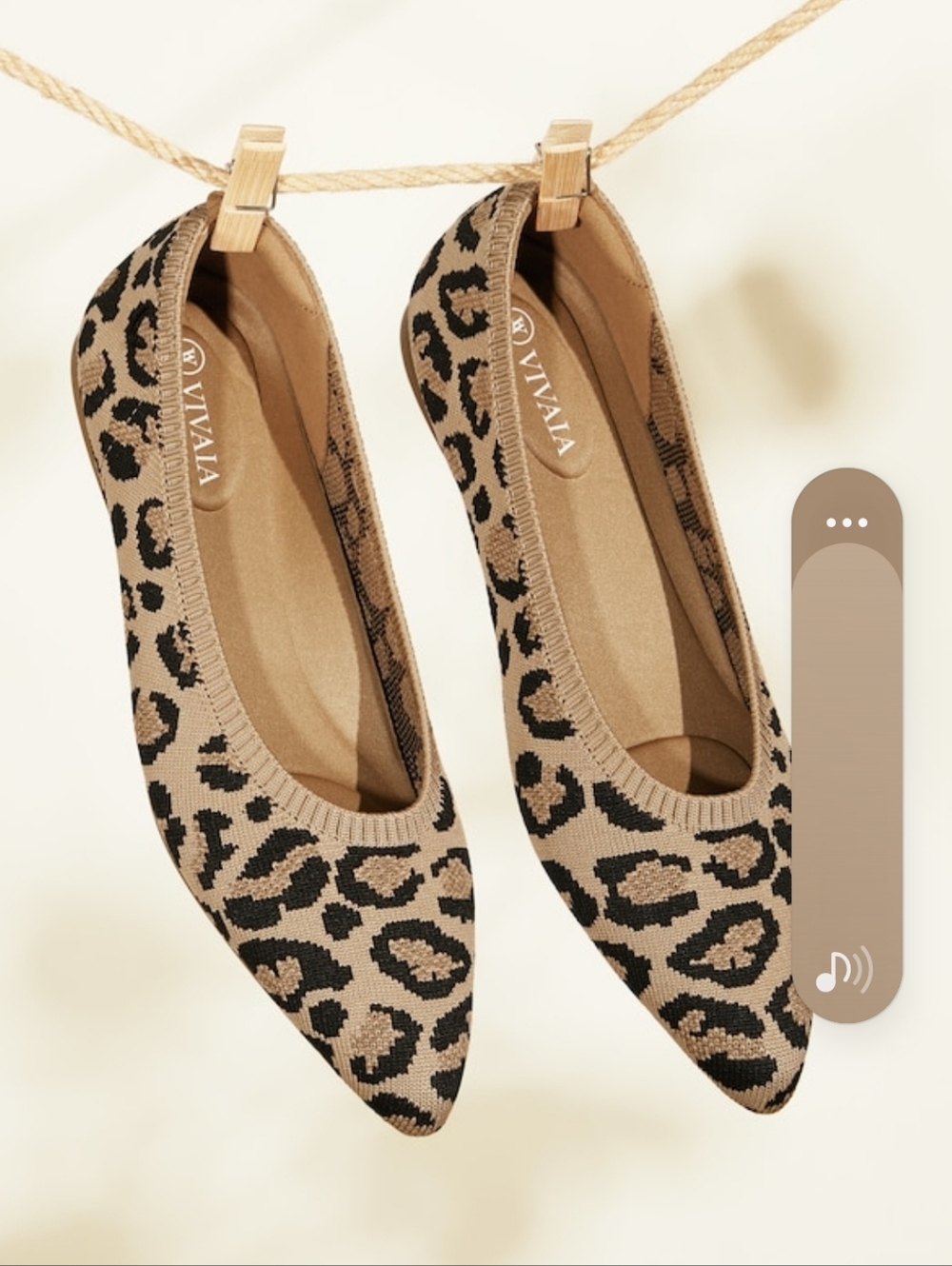 Vionic Leopard-Print Pointed Knit Flats in Tan and Black